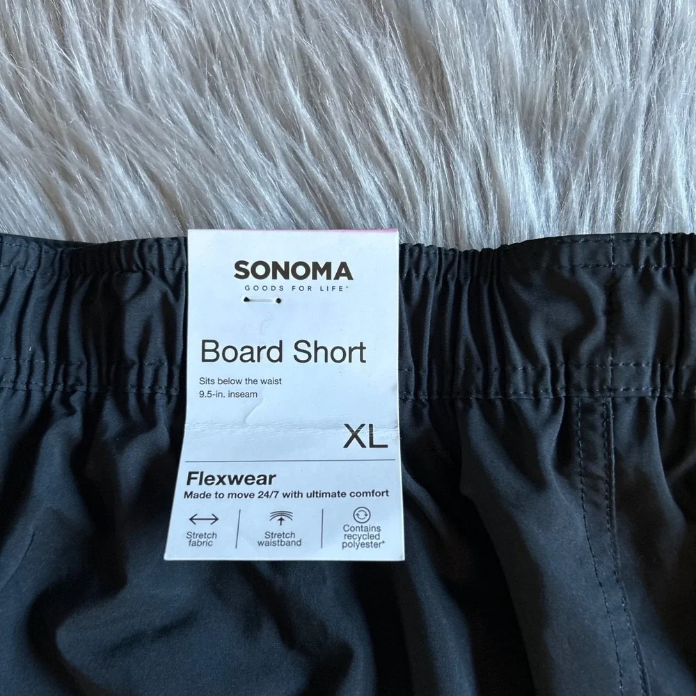 Sonoma Board Short Swimsuit Mens Size XL Gray Black Swimwear Swim